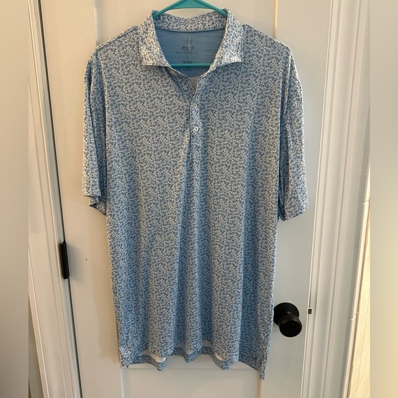 johnnie-O Light Blue Floral Polo Shirt Featherweight - Picture 1 of 3